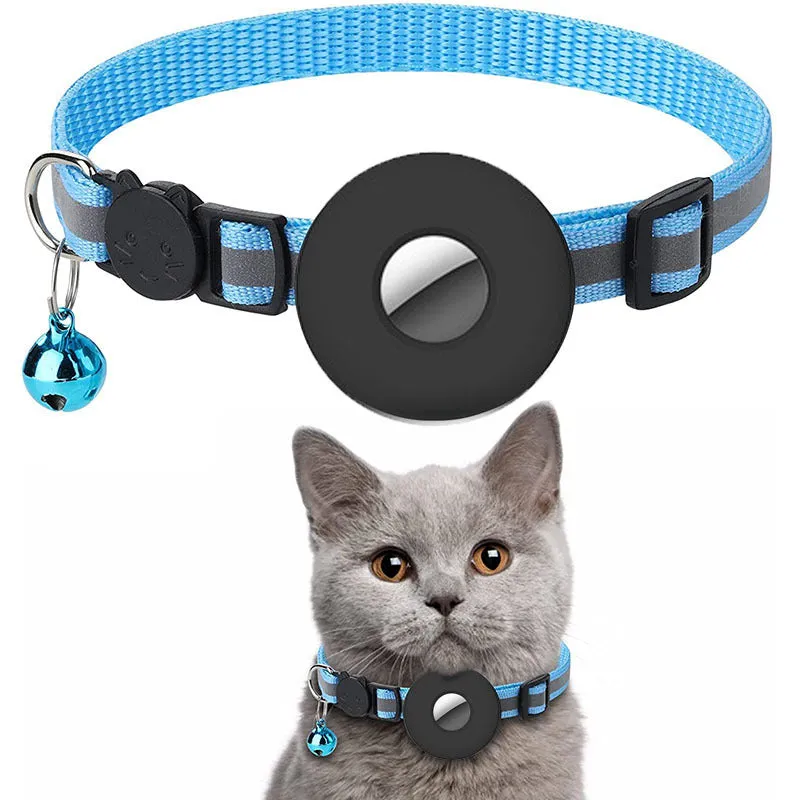 Adjustable Airtag Pet Collar With Bell - Reflective