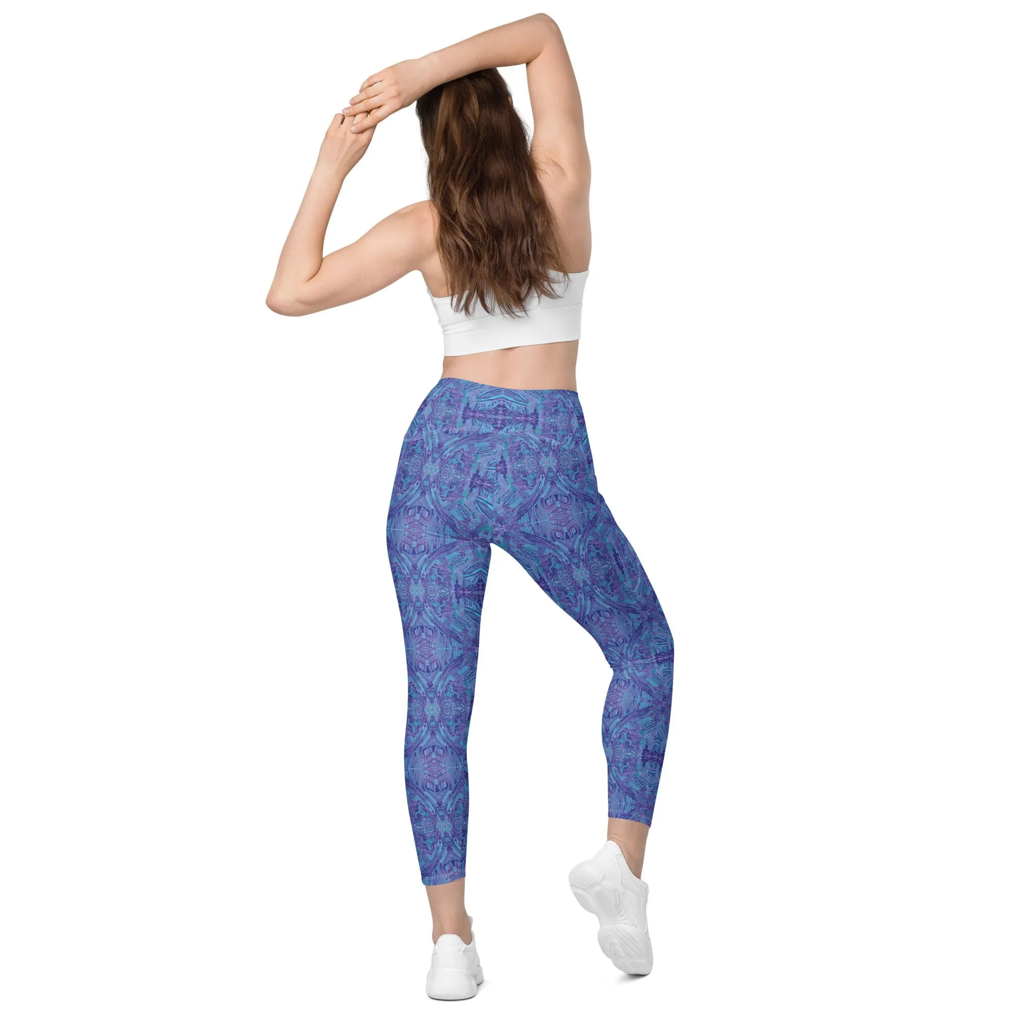 Blue green gardens High-waisted Yoga Leggings with pockets, plus size avaiable up to 6X
