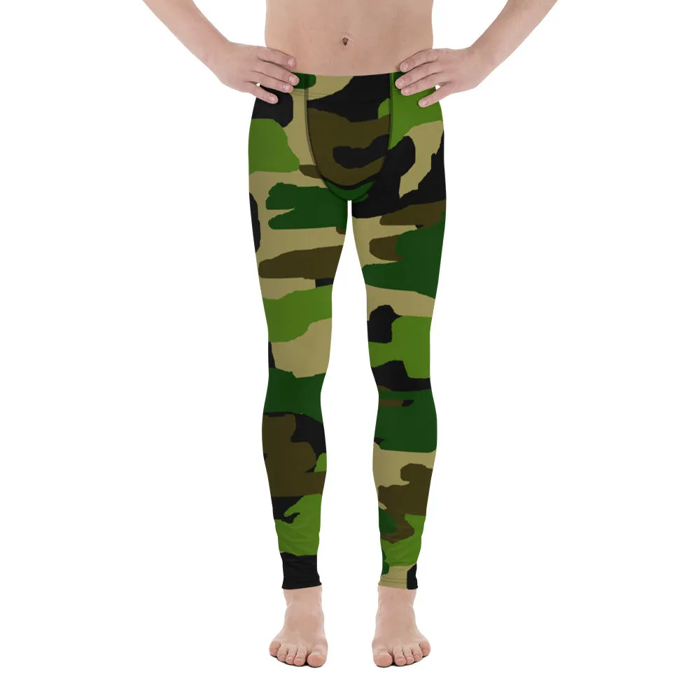 Camouflage Print Meggings, Military Green Army Men's Yoga Pants Leggings Sexy Tights- Made in USA/EU/MX