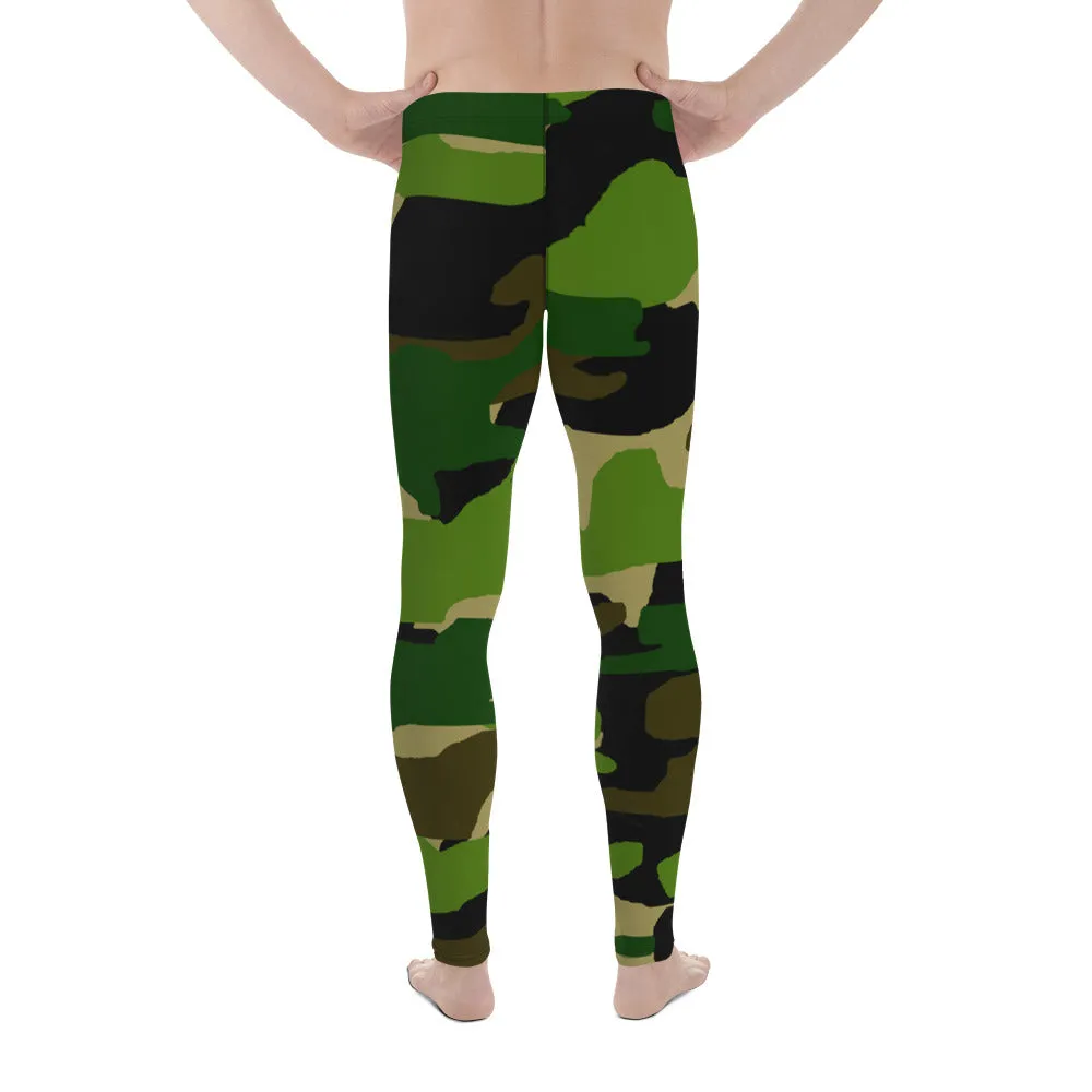 Camouflage Print Meggings, Military Green Army Men's Yoga Pants Leggings Sexy Tights- Made in USA/EU/MX