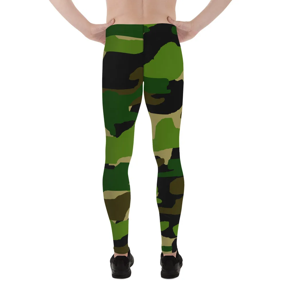 Camouflage Print Meggings, Military Green Army Men's Yoga Pants Leggings Sexy Tights- Made in USA/EU/MX
