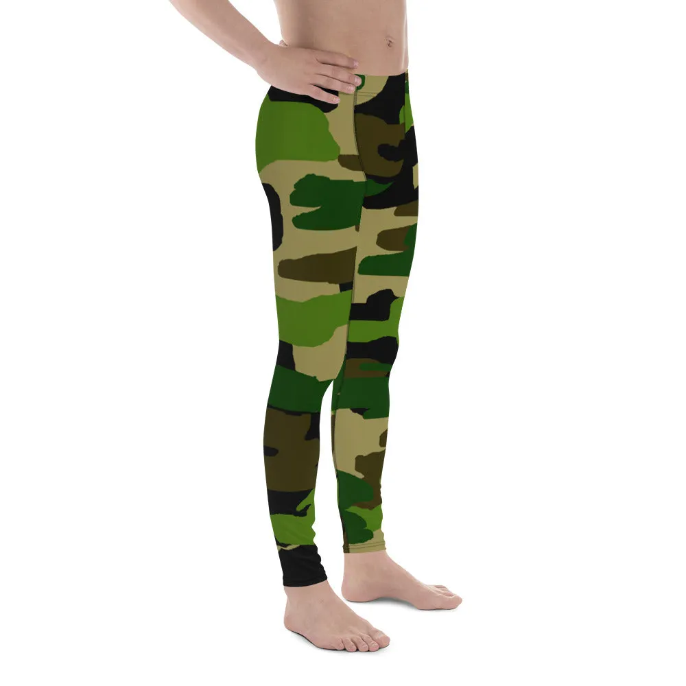 Camouflage Print Meggings, Military Green Army Men's Yoga Pants Leggings Sexy Tights- Made in USA/EU/MX