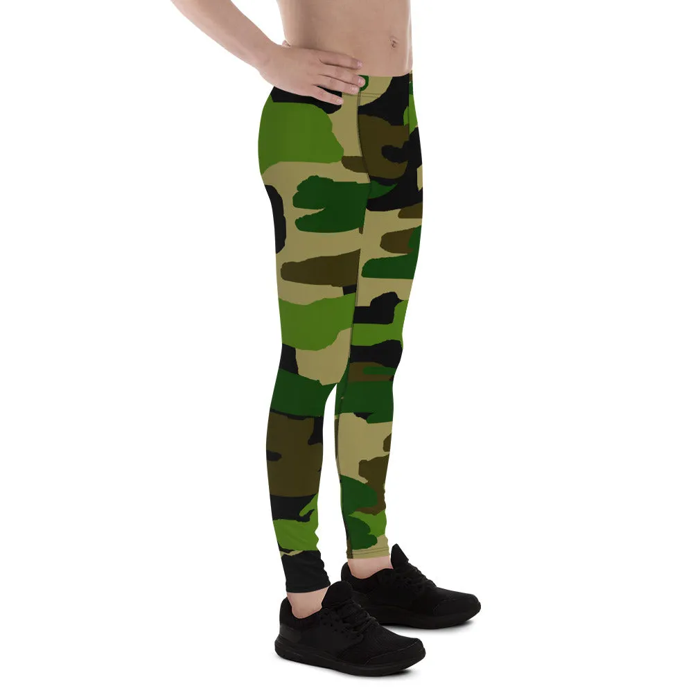 Camouflage Print Meggings, Military Green Army Men's Yoga Pants Leggings Sexy Tights- Made in USA/EU/MX