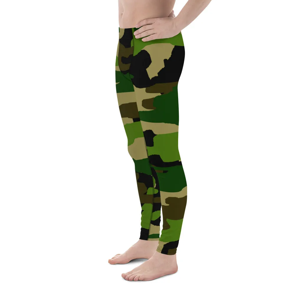 Camouflage Print Meggings, Military Green Army Men's Yoga Pants Leggings Sexy Tights- Made in USA/EU/MX
