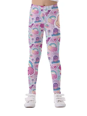 Cartoon Rainbow Allover Print Leggings