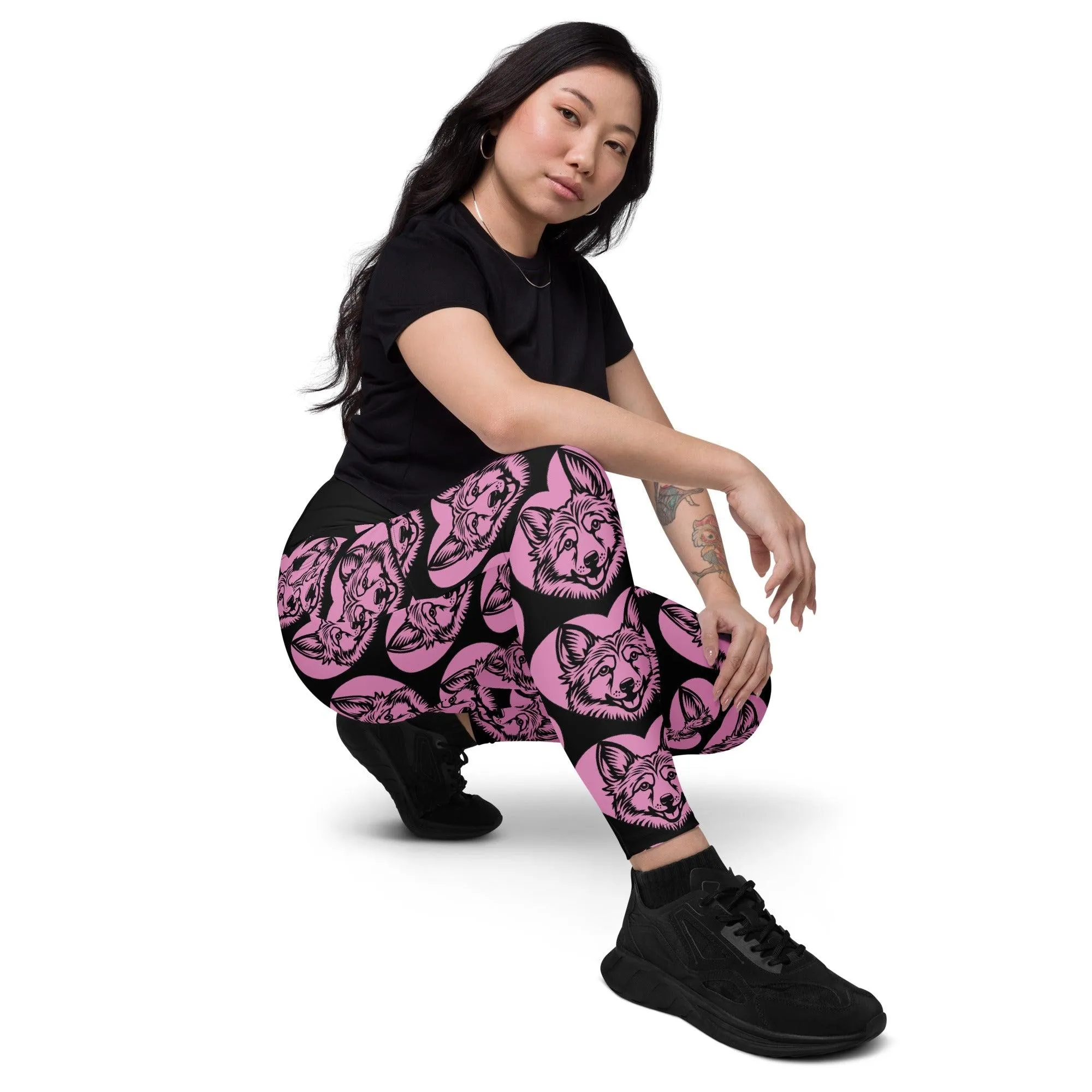 DOG BREED LEGGINGS with pockets - NORWEGIAN LUNDEHUND - HERTTAHOUND - pink