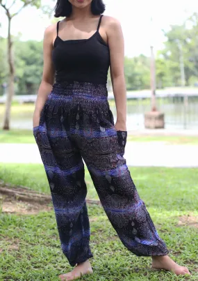 Harem Pants Women Paisley Smock Waist Bohemian Pants