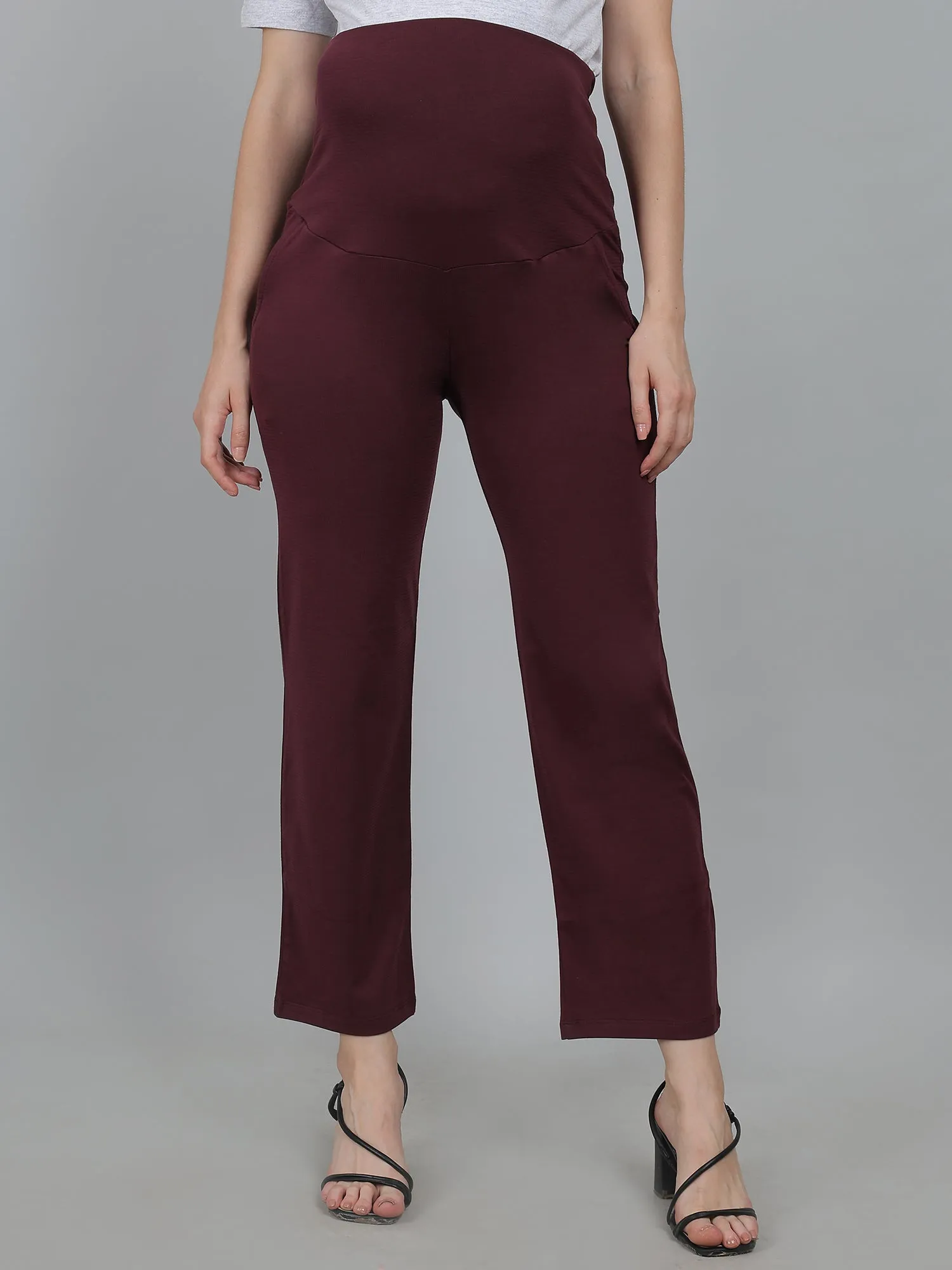 Maroon Supima Cotton Maternity Pants