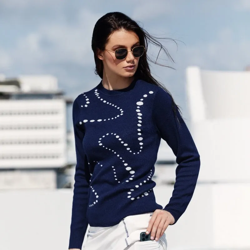 Movetes Aubrey Sweater - Navy/White