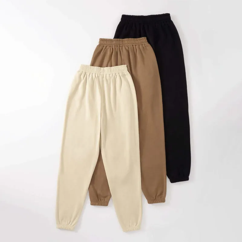 Pack Of 3 Solid Elastic Waist Thermal Lined Sweatpants
