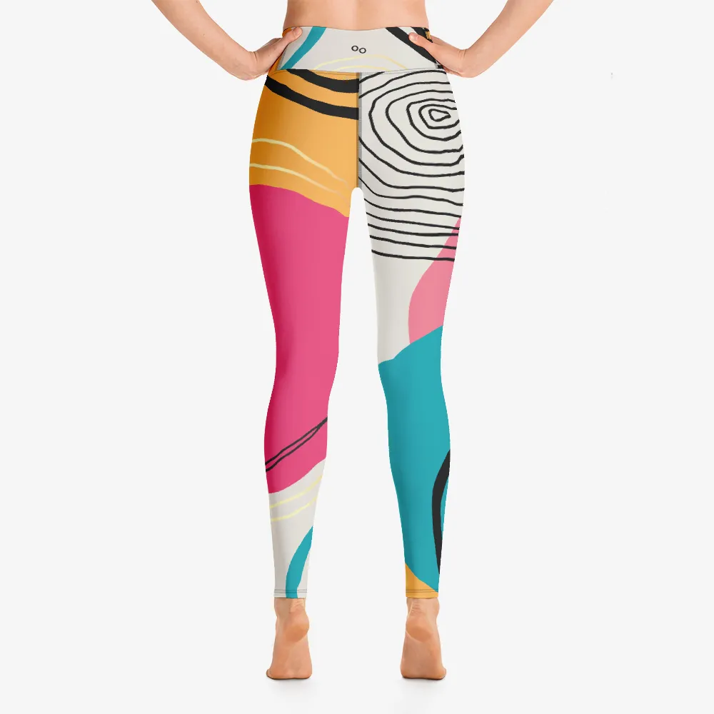 Patterned Leggings "Modernist" Fuchsia/Turquoise