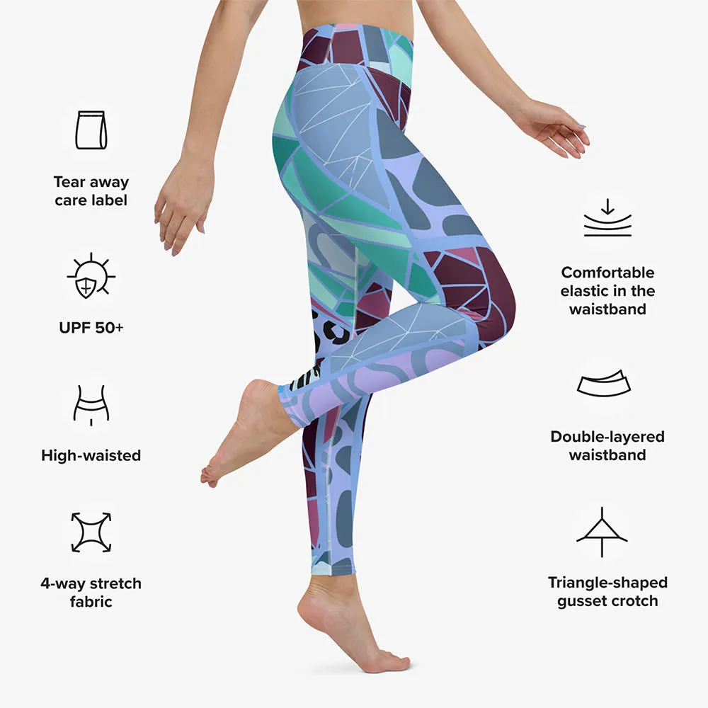 Patterned Leggings "Mosaic" Blue/Plum