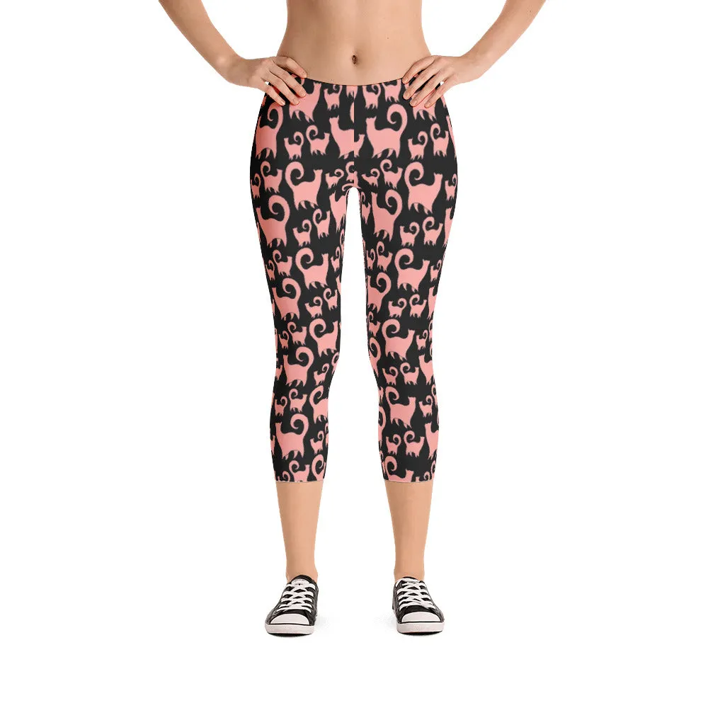 PINK SCATTERED CASHMERE CATS Capri Leggings