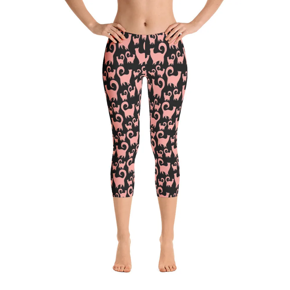 PINK SCATTERED CASHMERE CATS Capri Leggings