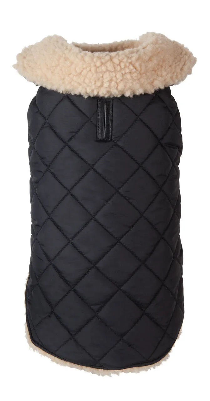 QUILTED SHEARLING BLACK DOG JACKET