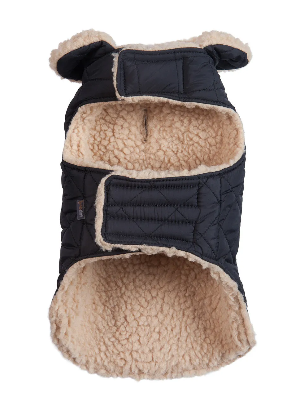 QUILTED SHEARLING BLACK DOG JACKET
