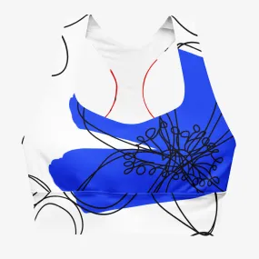 Recycled High Impact Bra "Daisy Doodles" Blue/Red
