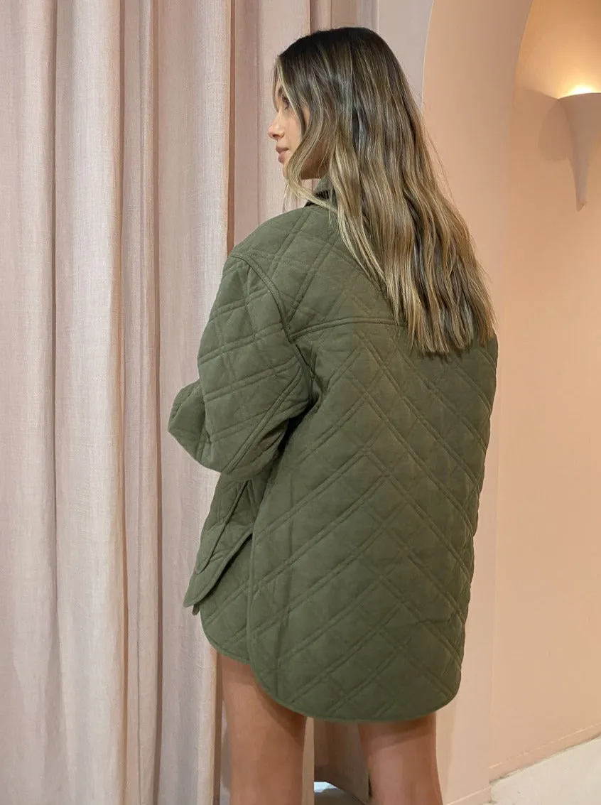 Shona Joy Oversized Quilted Jacket in Bayleaf