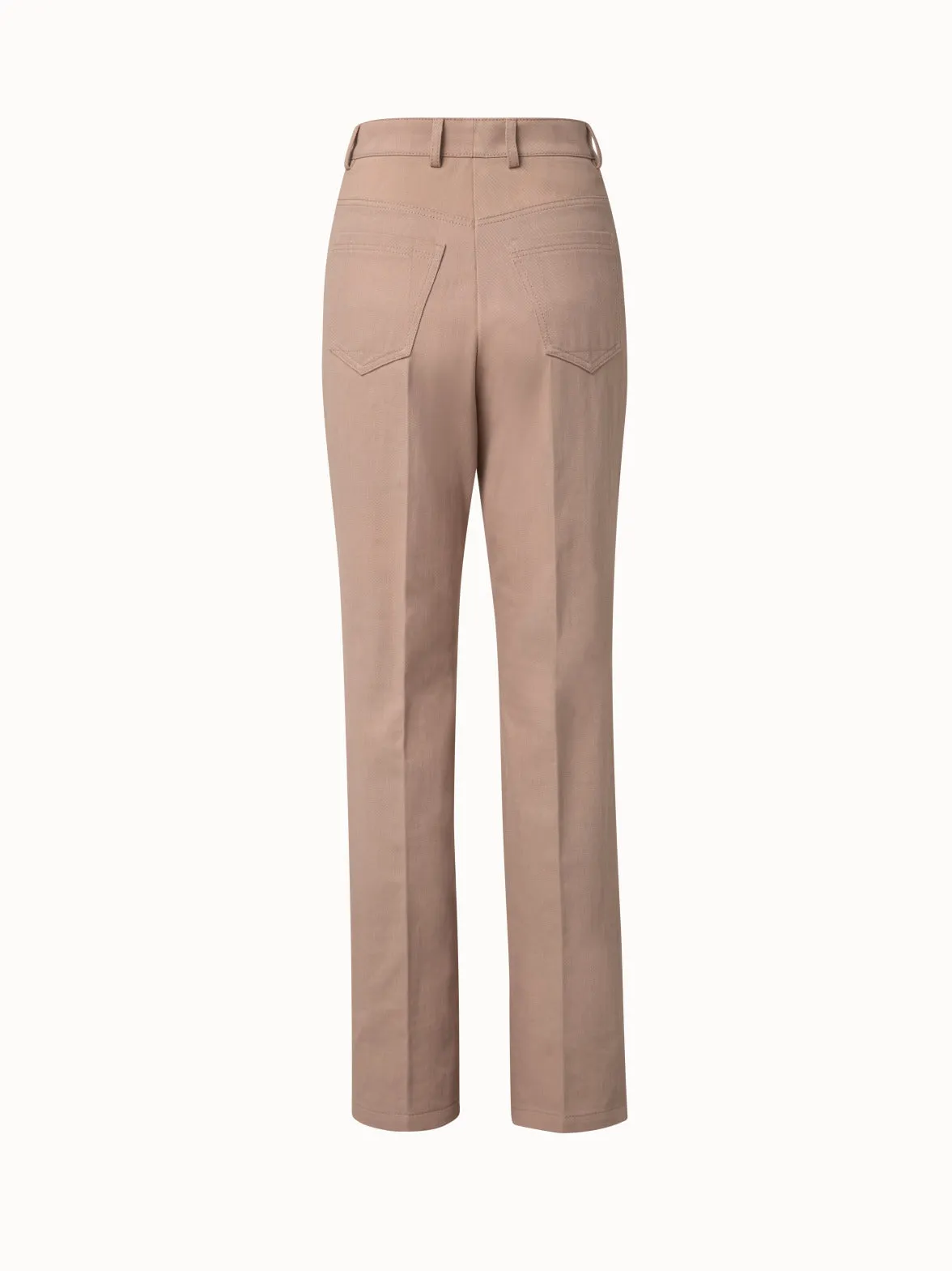 Stretch Denim High Waist Wide Leg Pants