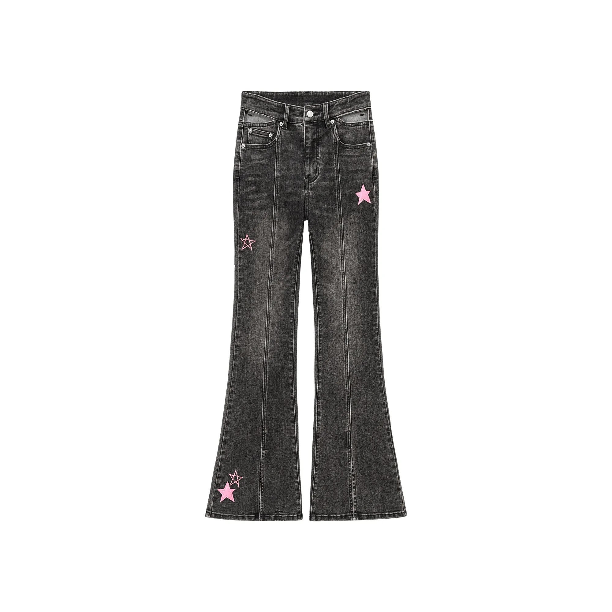 Waist Slit Star Bootcut Denim Jeans
