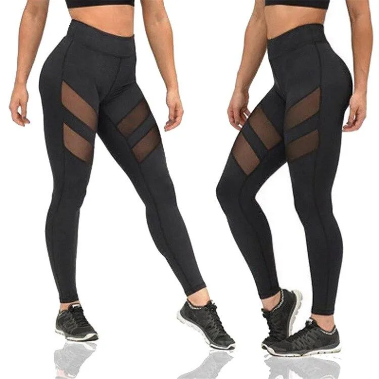 Women Mesh Patchwork High Waist Sport Leggings